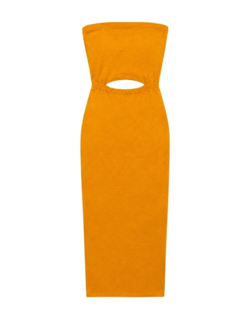 Monrow Strapless Orange Terrycloth Dress
